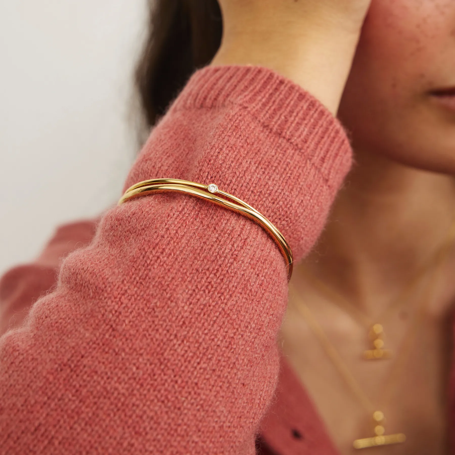 Gold Single Diamond Style Bangle sold by Lily & Roo product image thumbnail 4