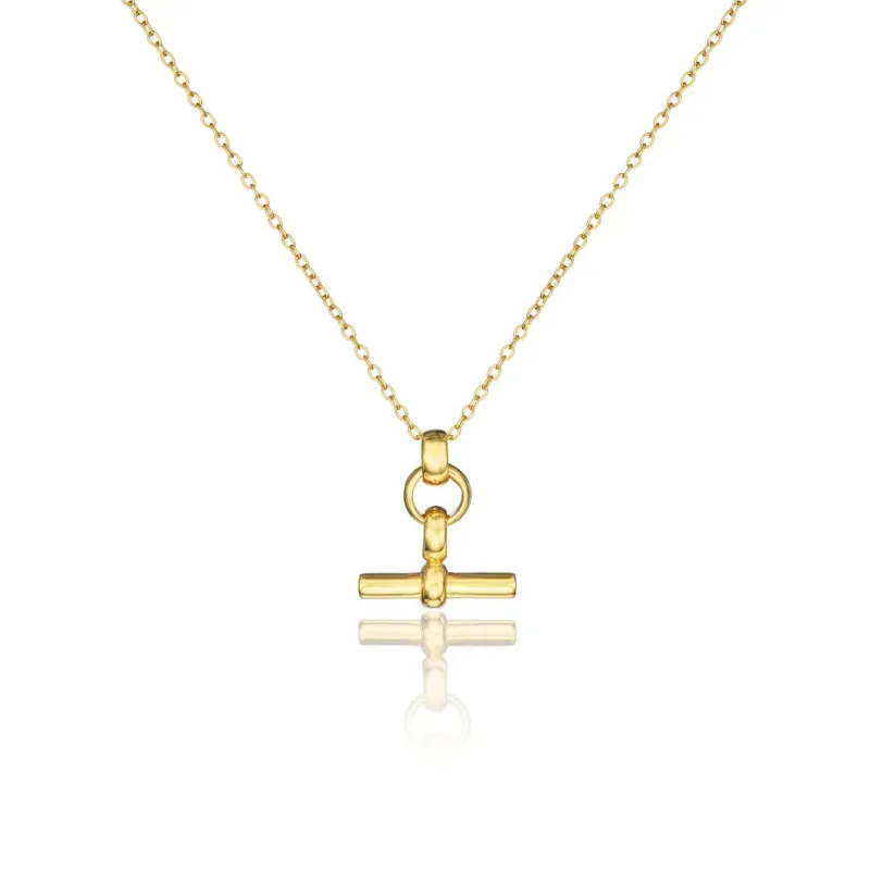 Gold Mini T-Bar Necklace made by Lily & Roo