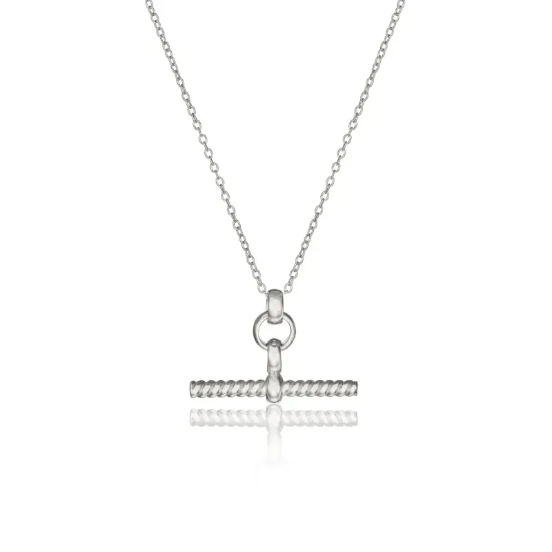 Silver Twisted T-Bar Necklace made by Lily & Roo