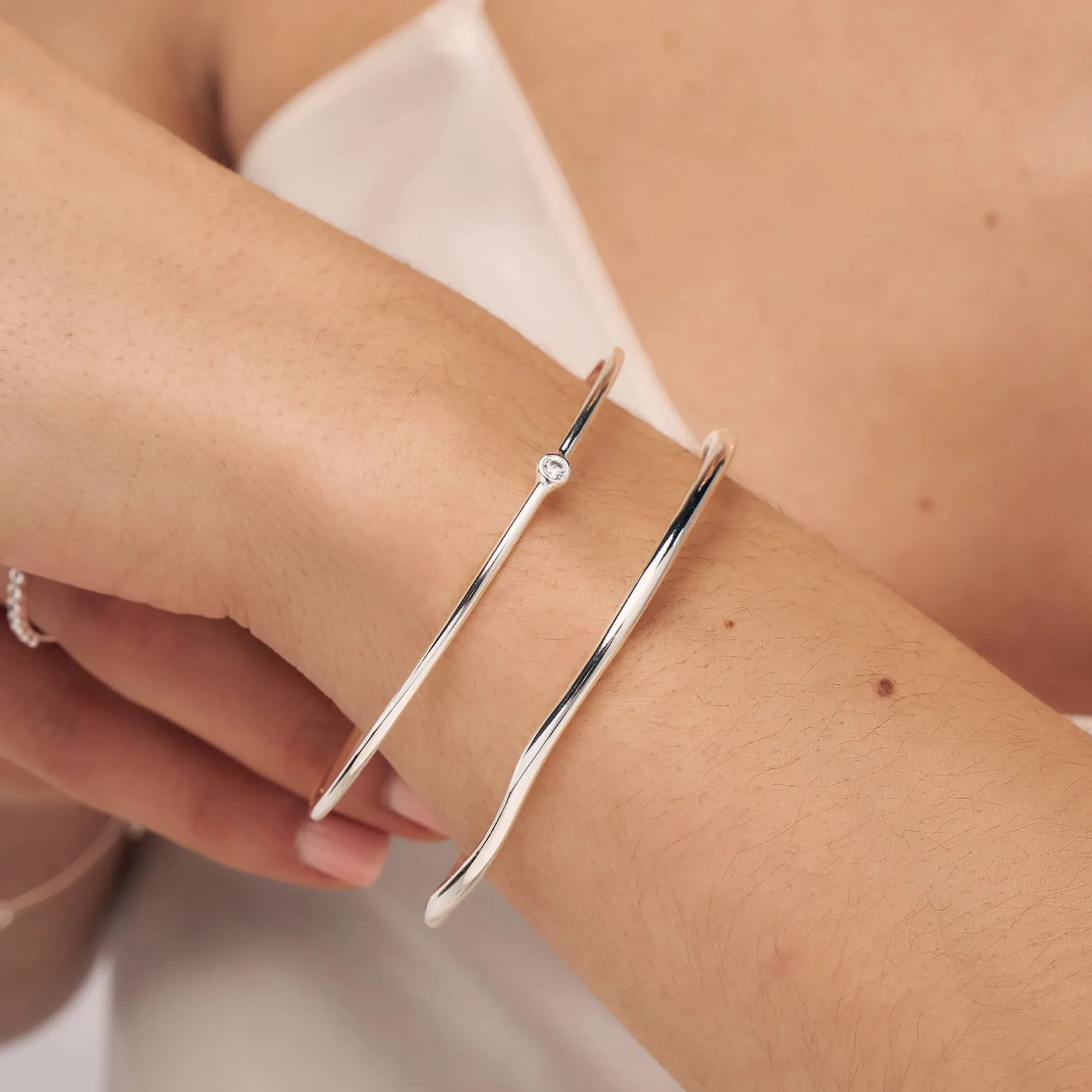 Silver Single Diamond Style Bangle sold by Lily & Roo product image thumbnail 2