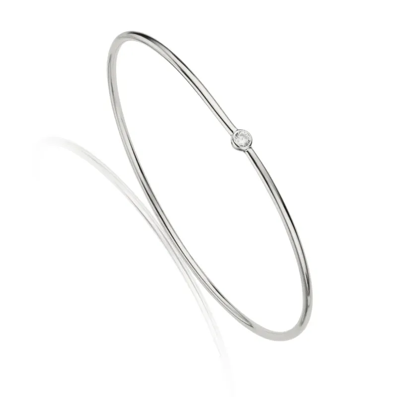 Silver Single Diamond Style Bangle made by Lily & Roo