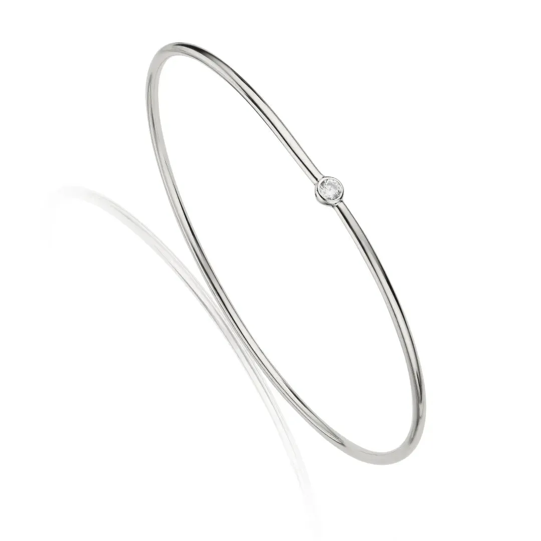 Silver Single Diamond Style Bangle sold by Lily & Roo