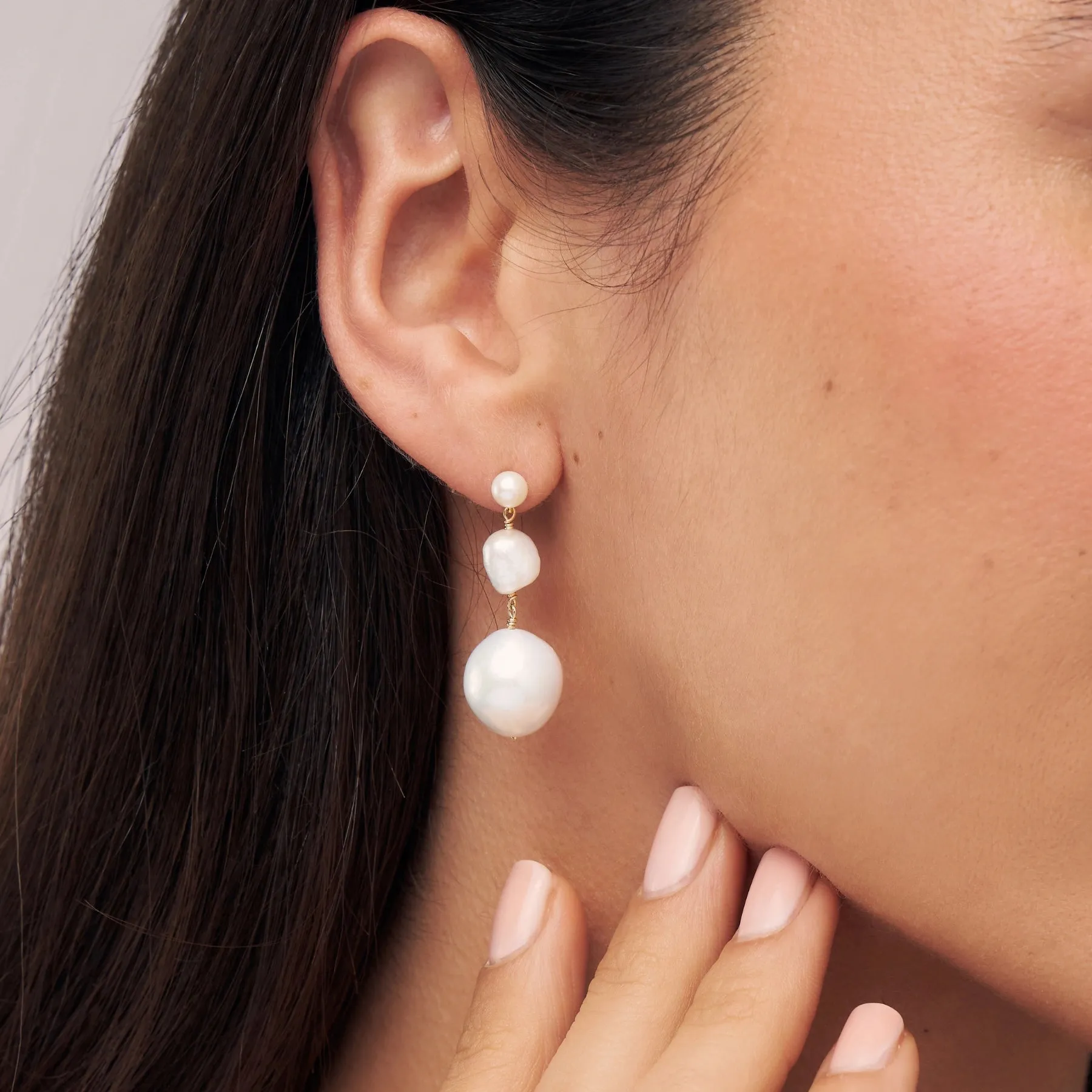 Gold Multi Baroque Pearl Drop Earrings sold by Lily & Roo product image thumbnail 2