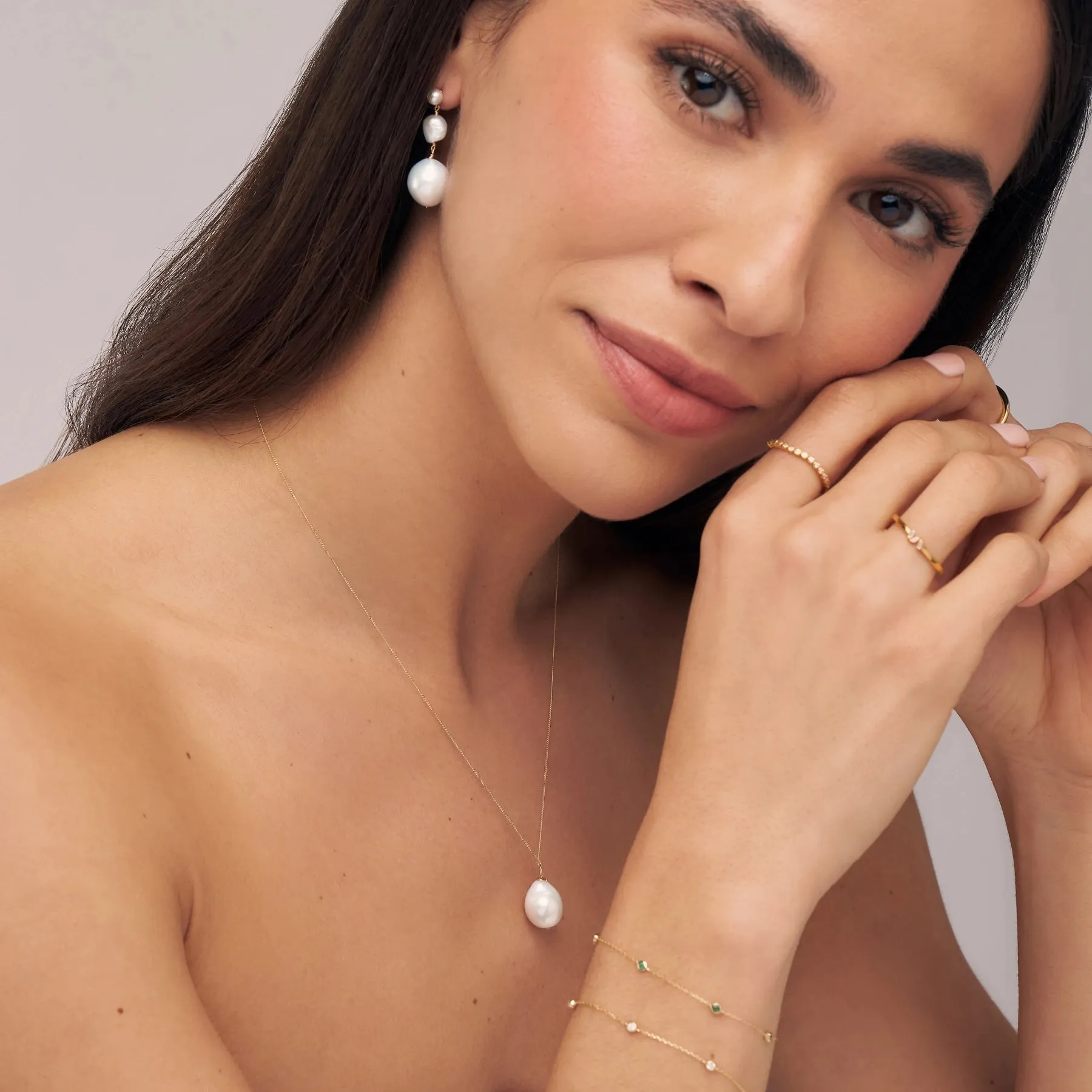 Gold Multi Baroque Pearl Drop Earrings sold by Lily & Roo product image thumbnail 3