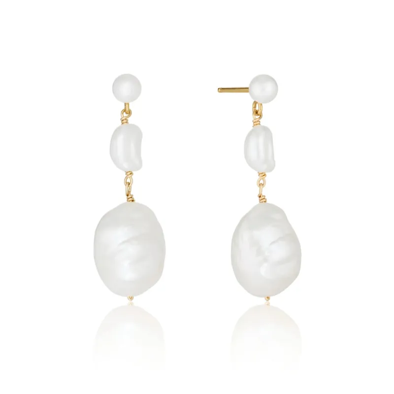 Gold Multi Baroque Pearl Drop Earrings made by Lily & Roo