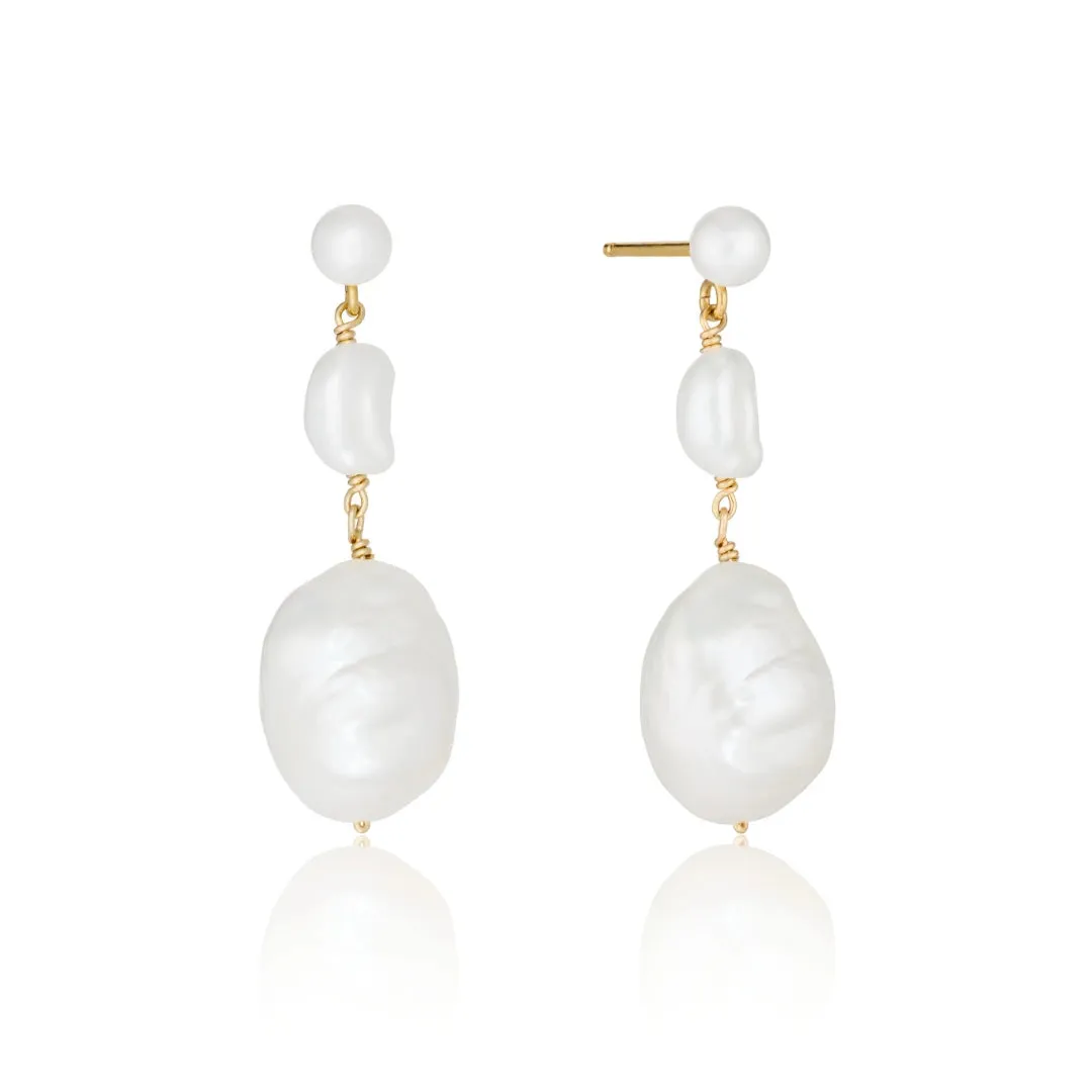 Gold Multi Baroque Pearl Drop Earrings sold by Lily & Roo