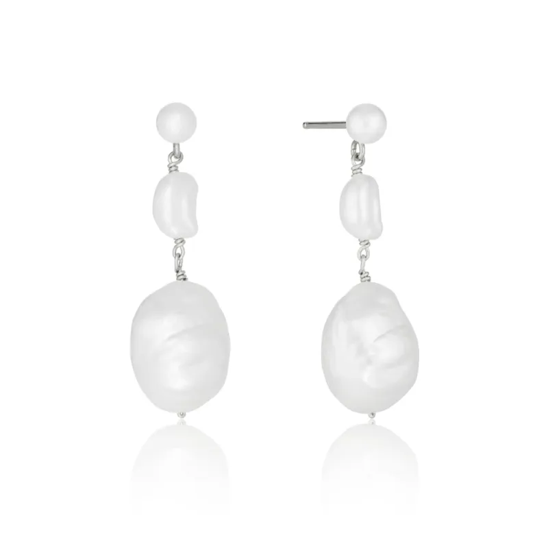Silver Multi Baroque Pearl Drop Earrings made by Lily & Roo