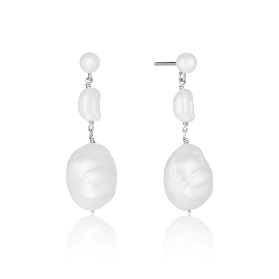 Silver Multi Baroque Pearl Drop Earrings sold by Lily & Roo