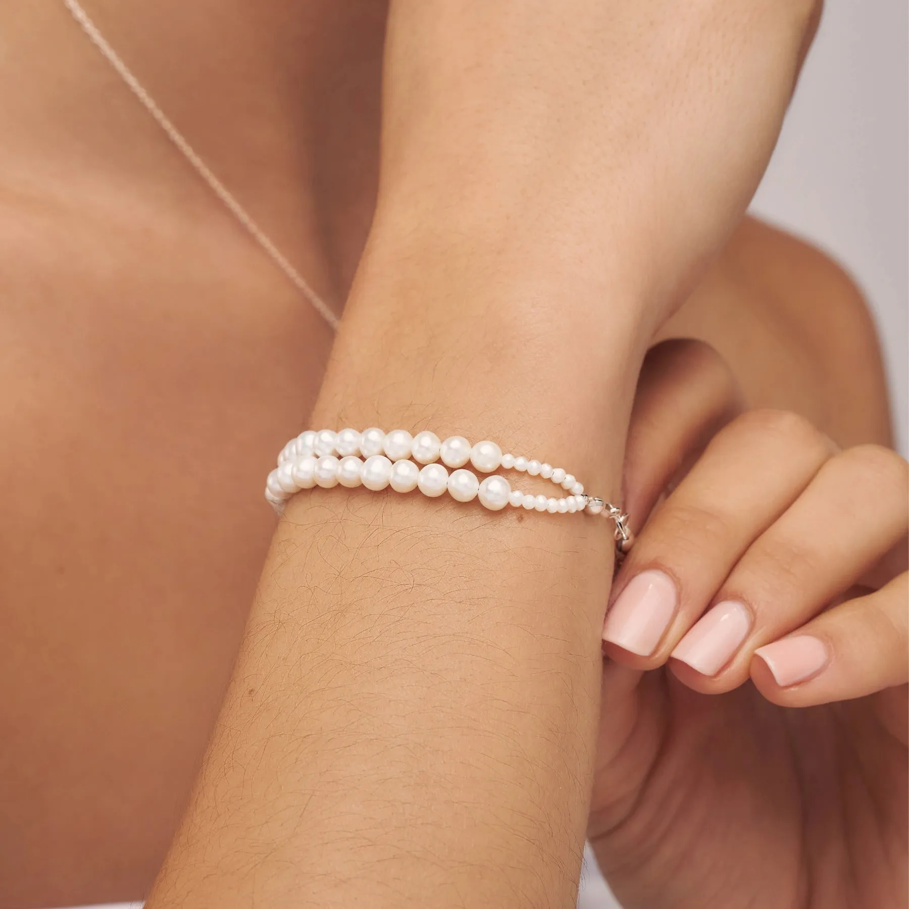 Gold Double Pearl Bracelet sold by Lily & Roo product image thumbnail 3