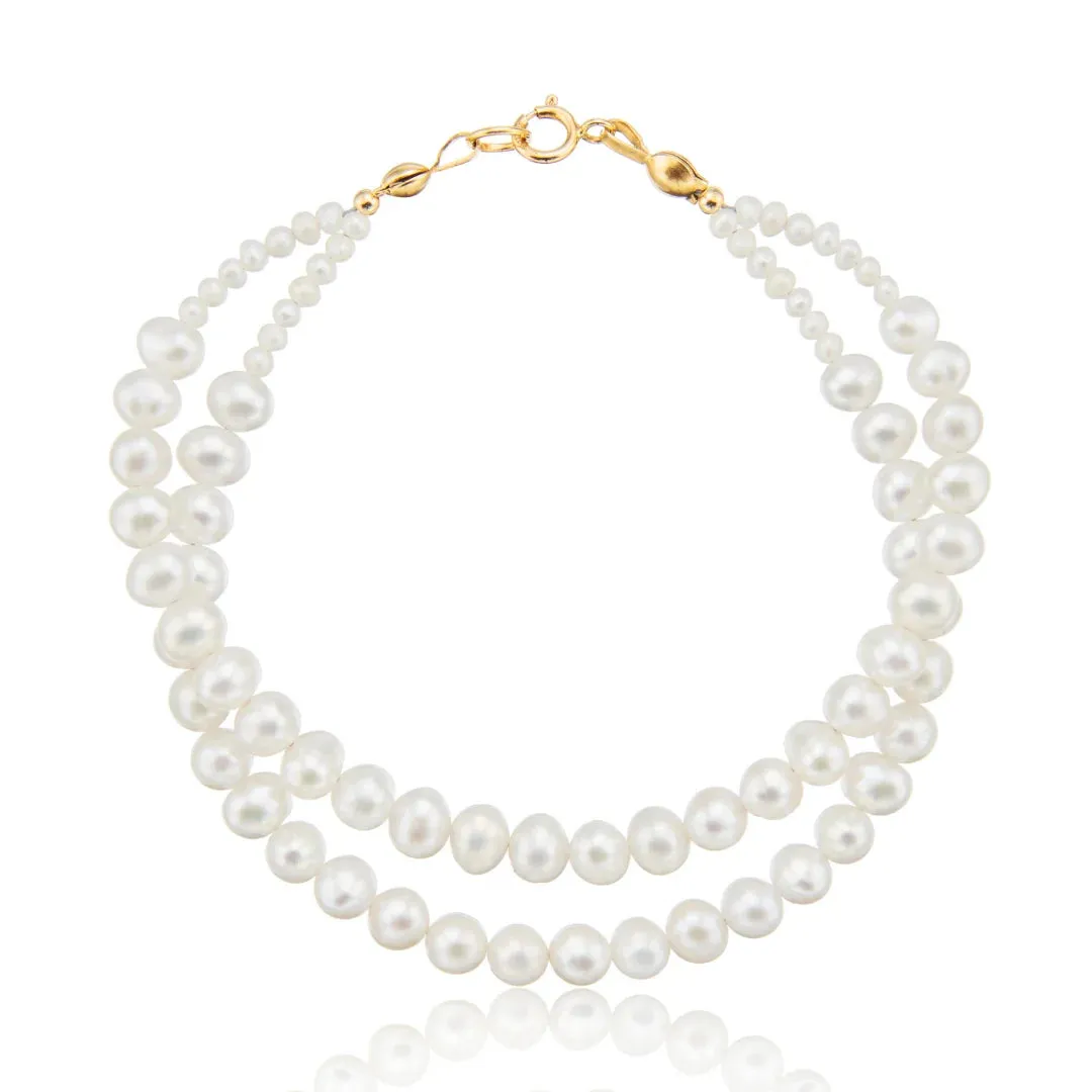 Gold Double Pearl Bracelet sold by Lily & Roo