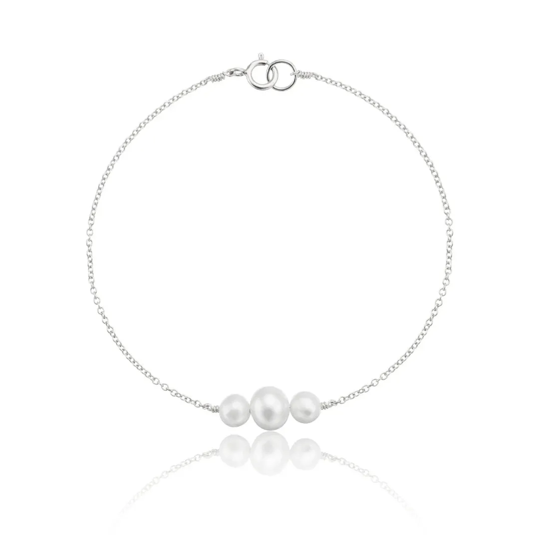 Solid White Gold Multi Pearl Cluster Bracelet sold by Lily & Roo