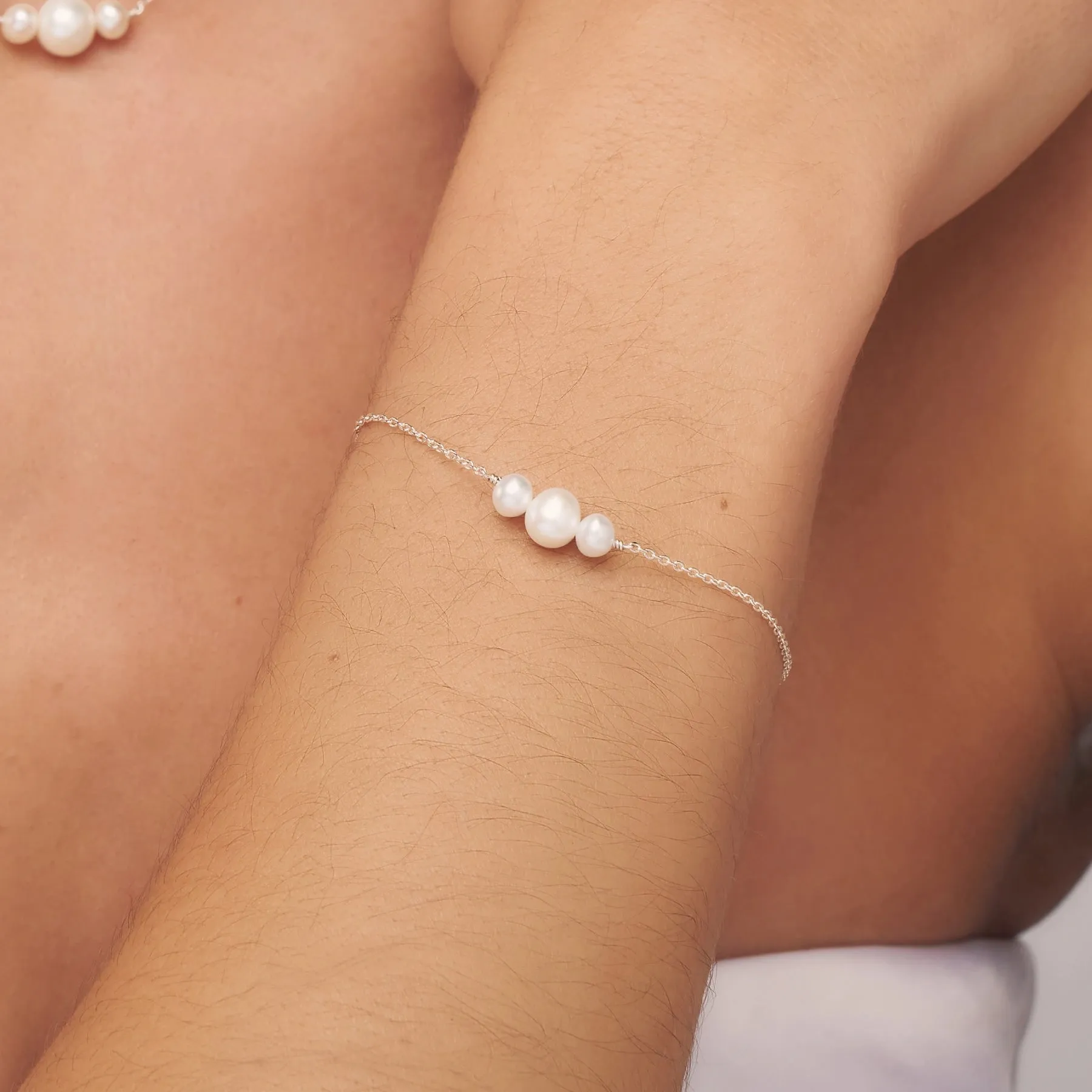 Solid White Gold Multi Pearl Cluster Bracelet sold by Lily & Roo product image thumbnail 2