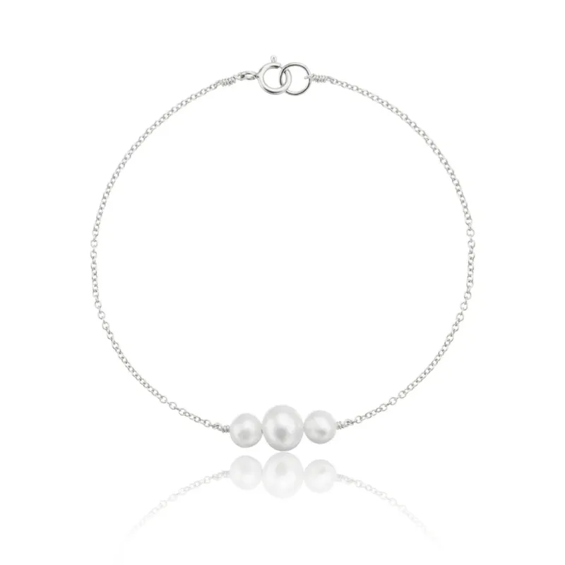 Silver Multi Pearl Cluster Bracelet made by Lily & Roo