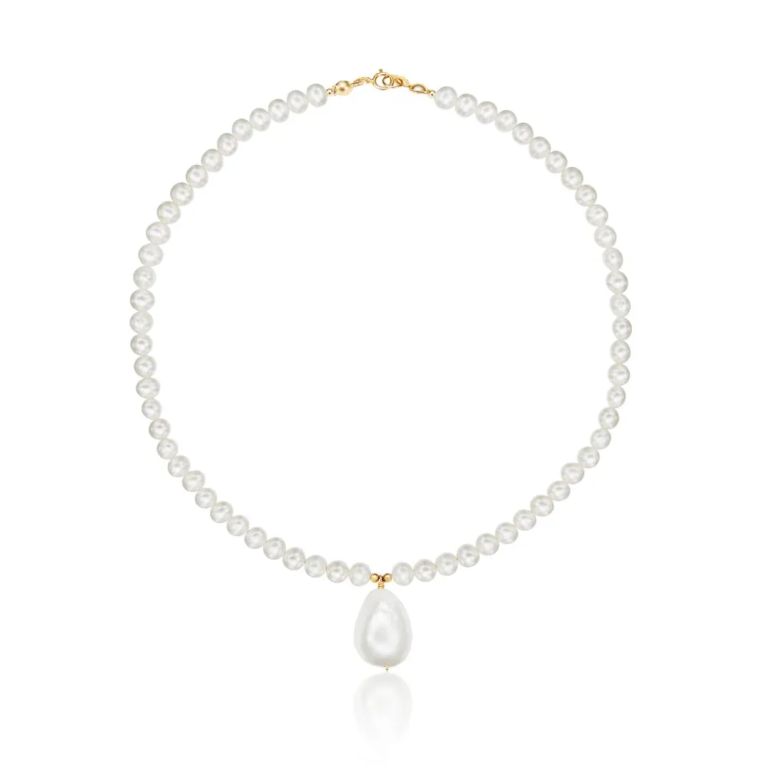 Gold Pearl with Baroque Drop Necklace sold by Lily & Roo