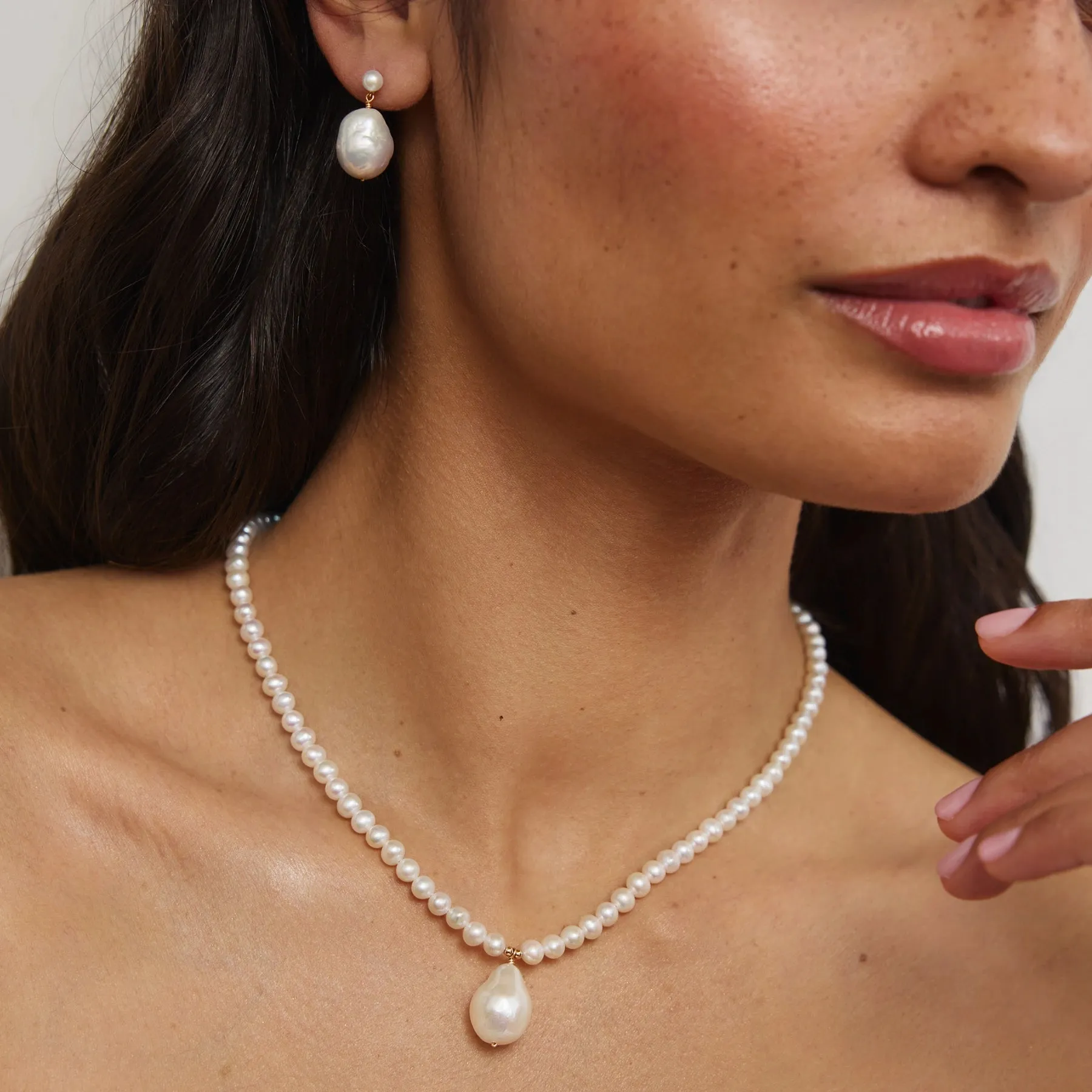 Gold Pearl with Baroque Drop Necklace sold by Lily & Roo product image thumbnail 4