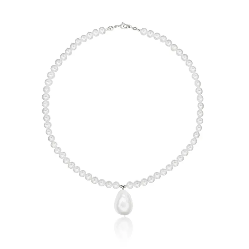 Silver Pearl with Baroque Drop Necklace made by Lily & Roo