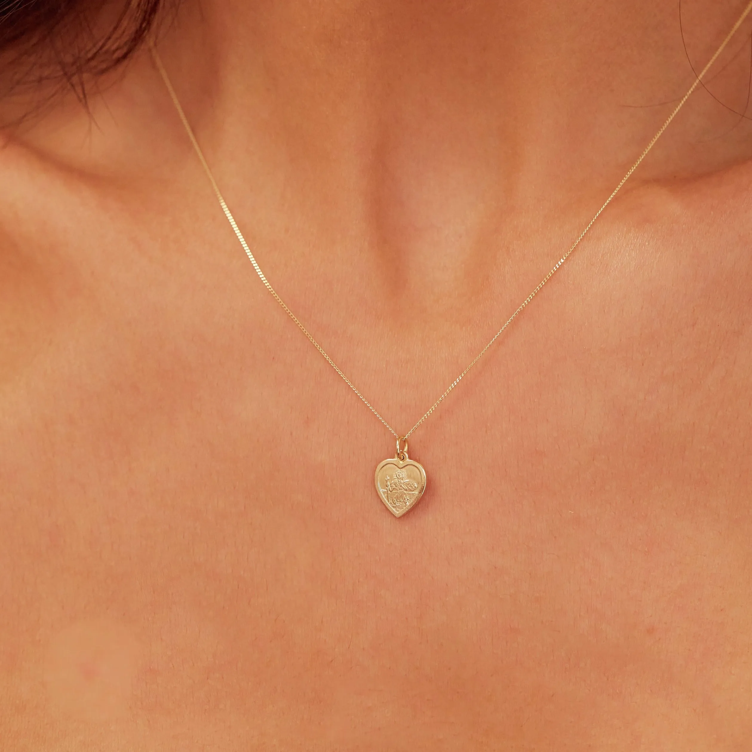 Gold Small Heart St Christopher Necklace sold by Lily & Roo product image thumbnail 2