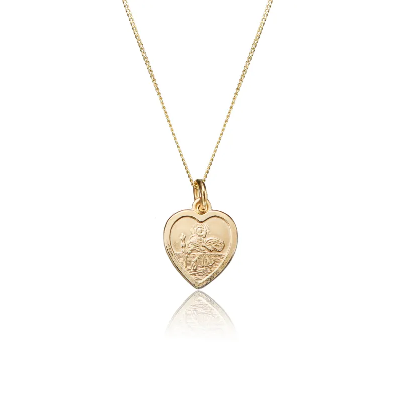 Gold Small Heart St Christopher Necklace made by Lily & Roo