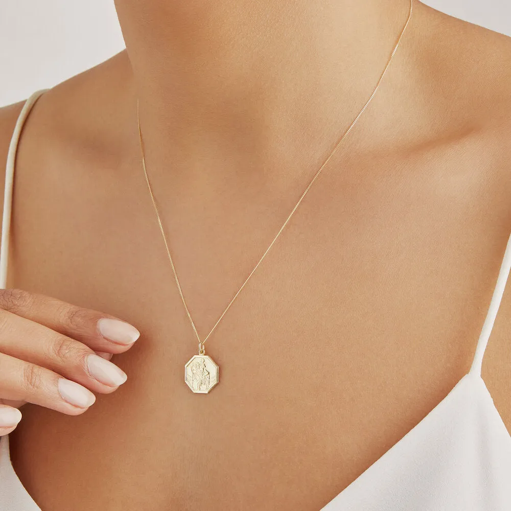 Gold St Christopher Octagonal Medallion Necklace sold by Lily & Roo product image thumbnail 2