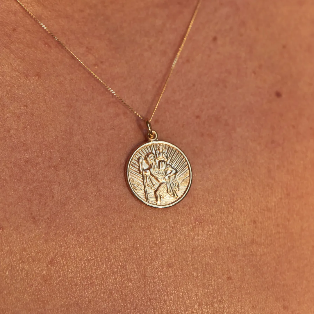 Gold Medium Round St Christopher Necklace sold by Lily & Roo product image thumbnail 3