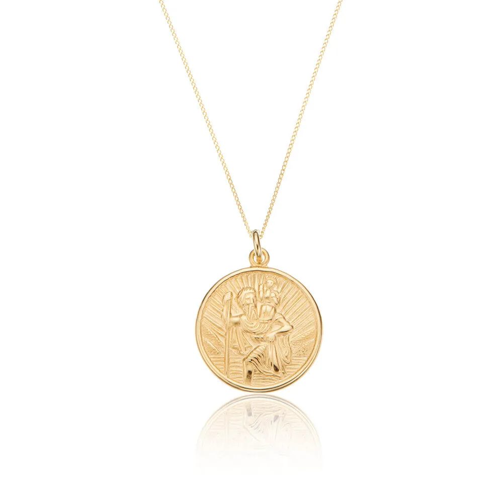 Gold Medium Round St Christopher Necklace sold by Lily & Roo