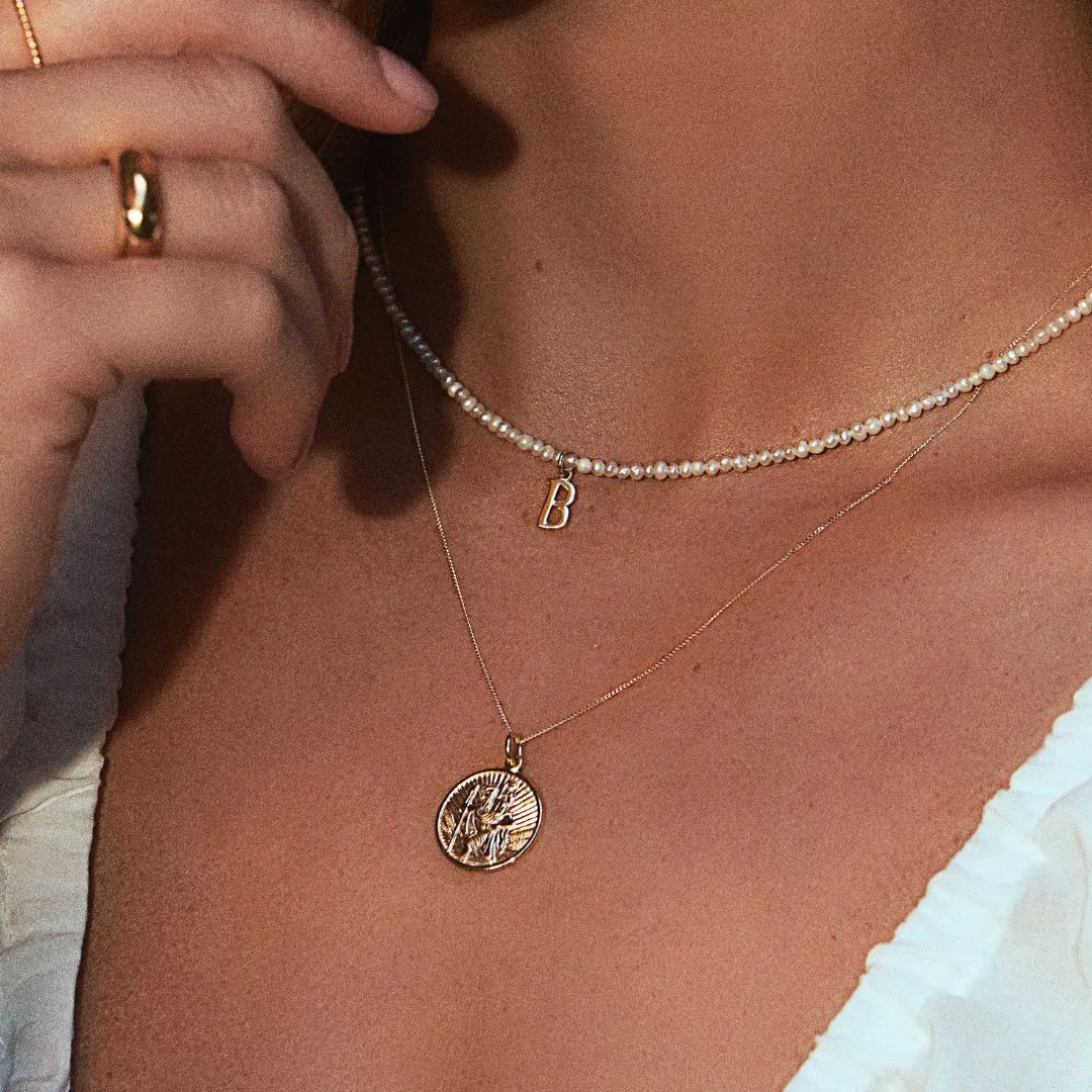 Gold Medium Round St Christopher Necklace sold by Lily & Roo product image thumbnail 4
