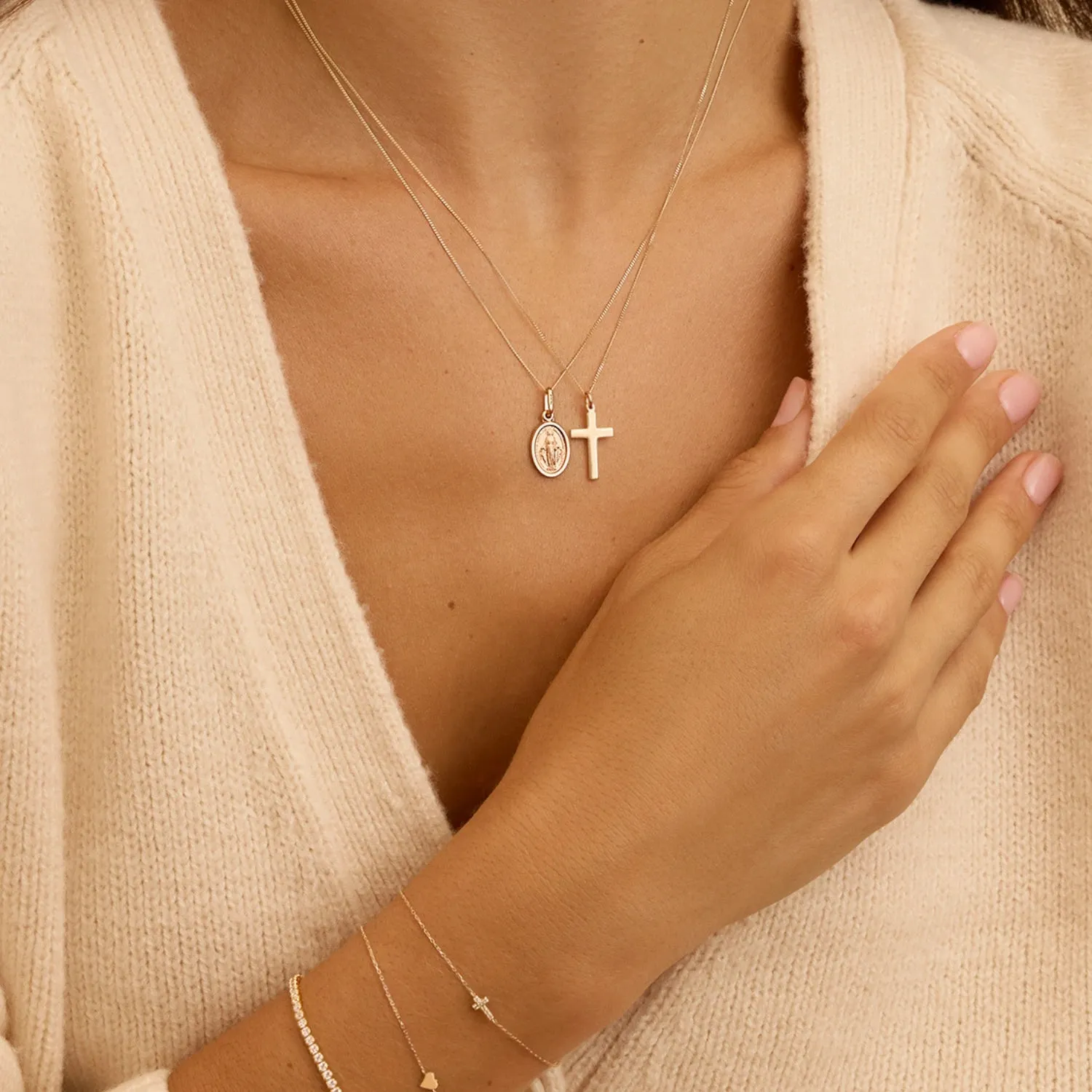 Gold Small Virgin Mary Necklace sold by Lily & Roo product image thumbnail 2