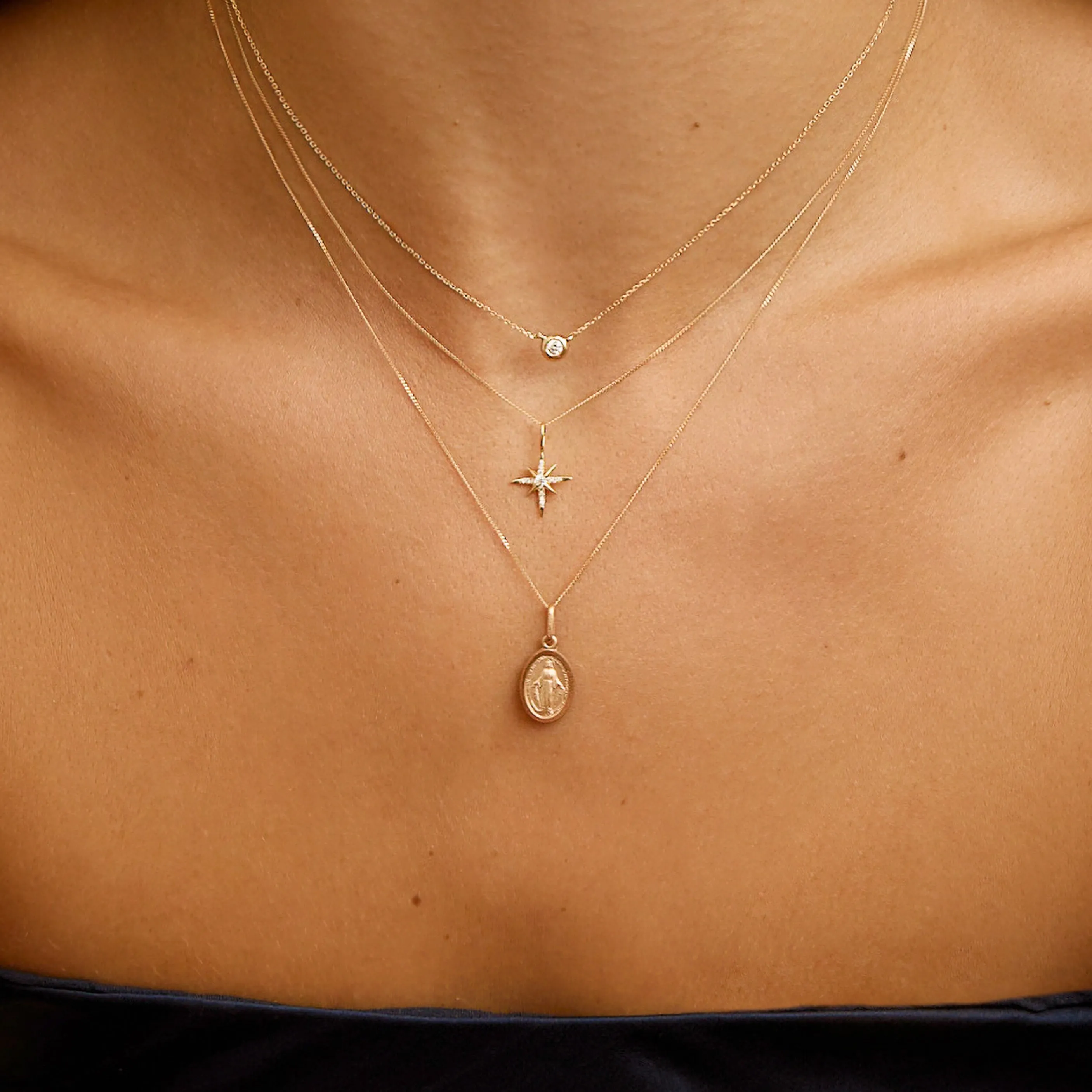 Gold Small Virgin Mary Necklace sold by Lily & Roo product image thumbnail 3