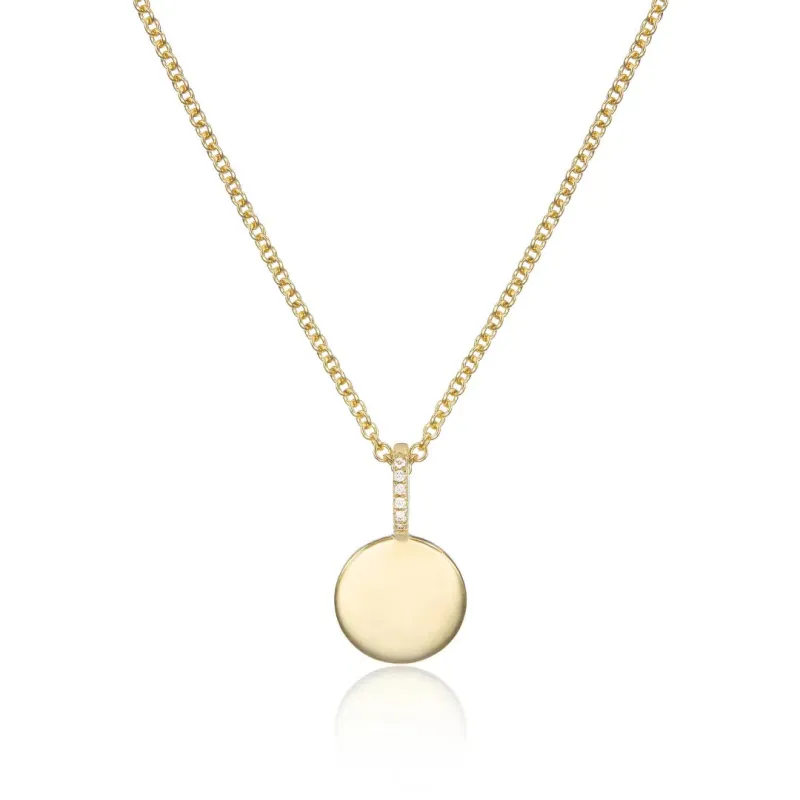 Gold Small Diamond Style Personalised Disc Necklace made by Lily & Roo