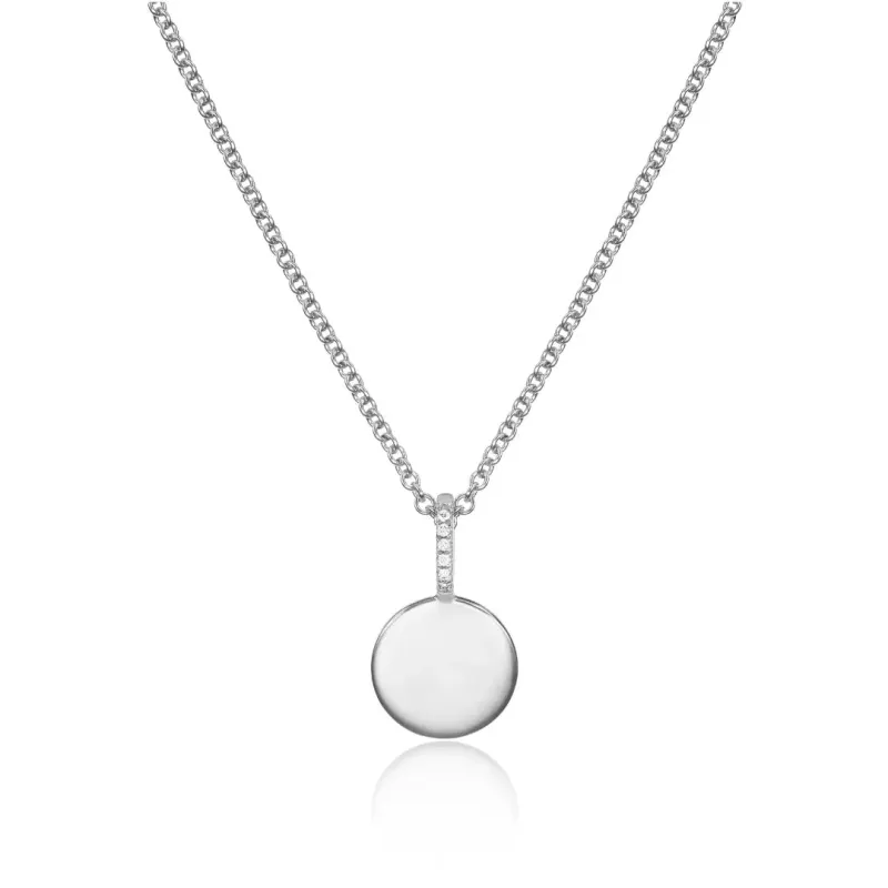 Silver Small Diamond Style Personalised Disc Necklace made by Lily & Roo