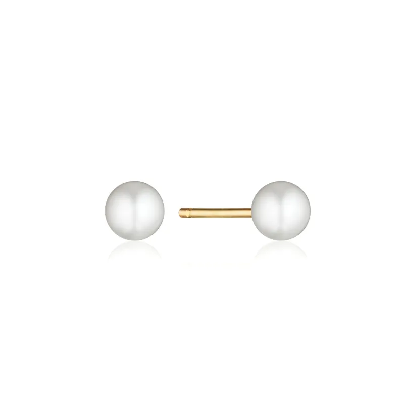 Gold Tiny Pearl Stud Earrings made by Lily & Roo