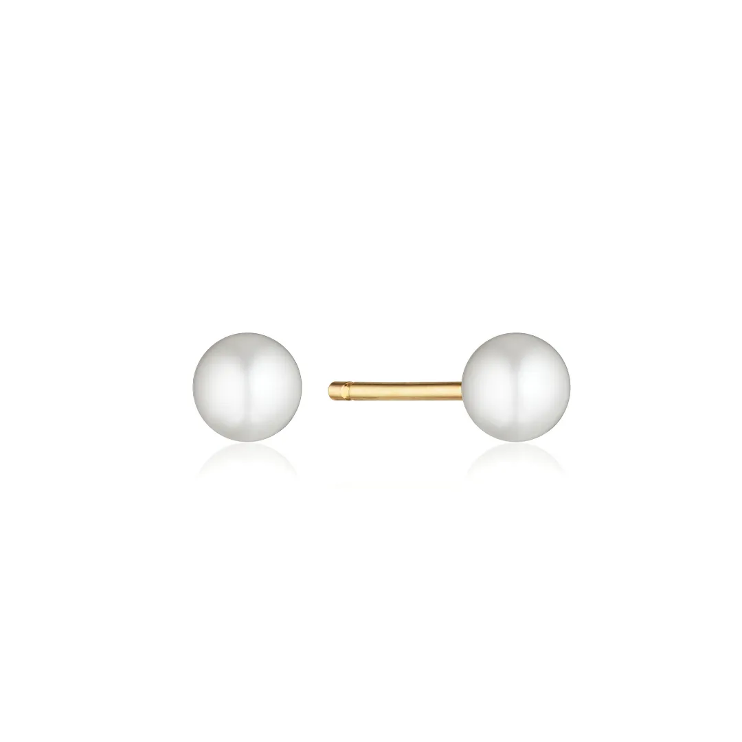 Gold Tiny Pearl Stud Earrings sold by Lily & Roo