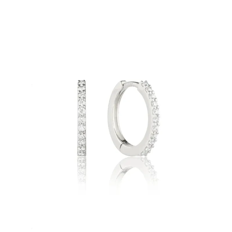 Silver Diamond Style Slim Huggie Hoop Earrings made by Lily & Roo