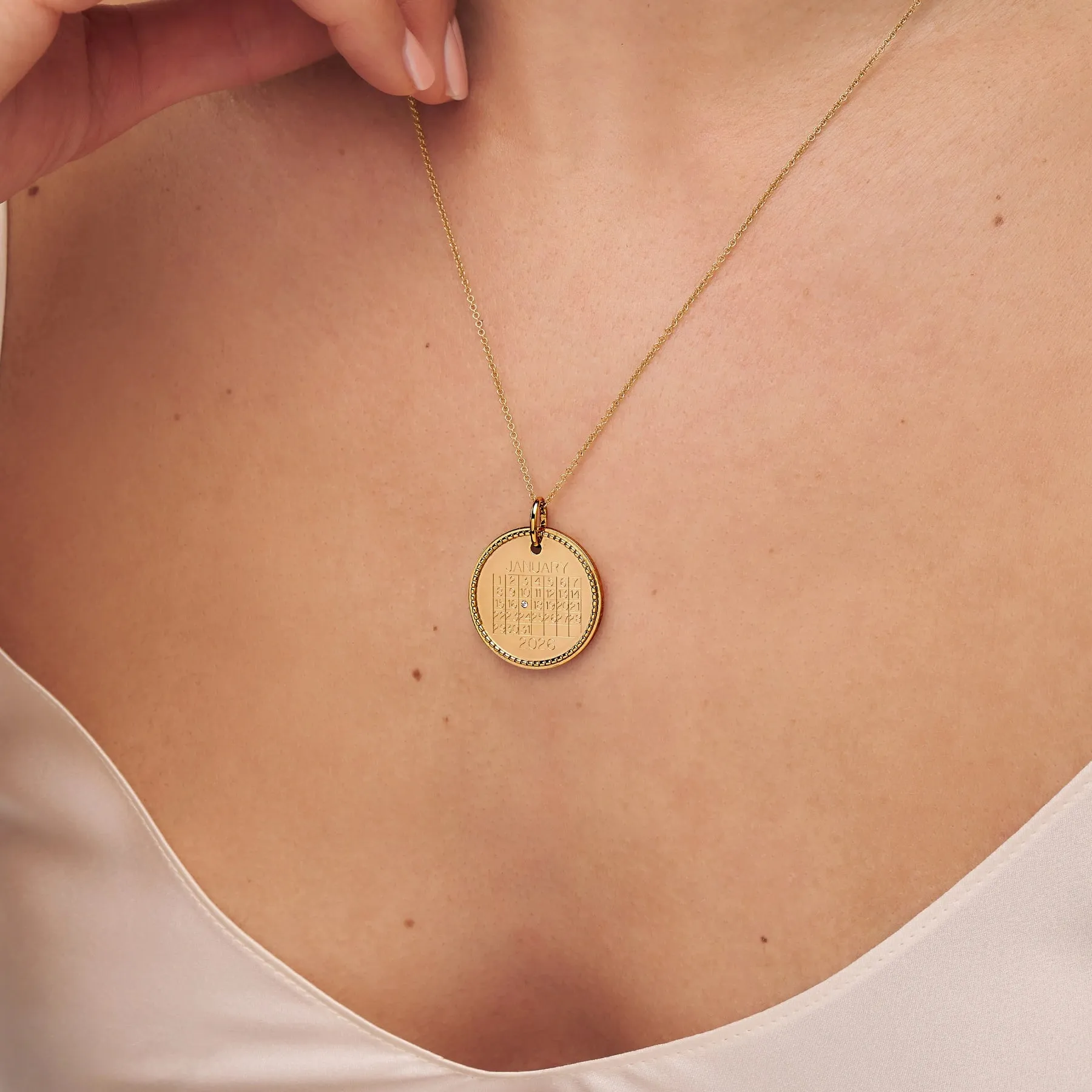 Gold Large Personalised Calendar Rope Disc Necklace sold by Lily & Roo product image thumbnail 2