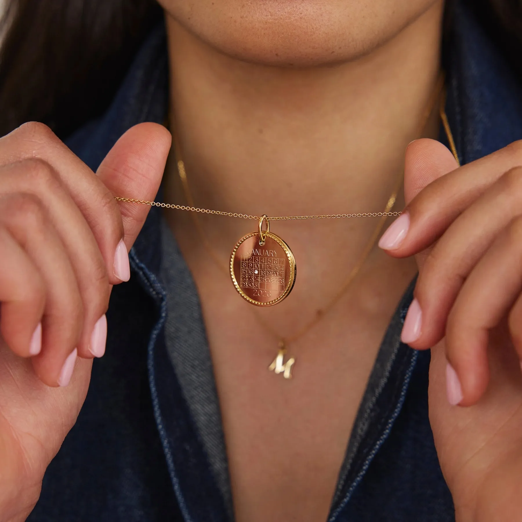 Gold Large Personalised Calendar Rope Disc Necklace sold by Lily & Roo product image thumbnail 5