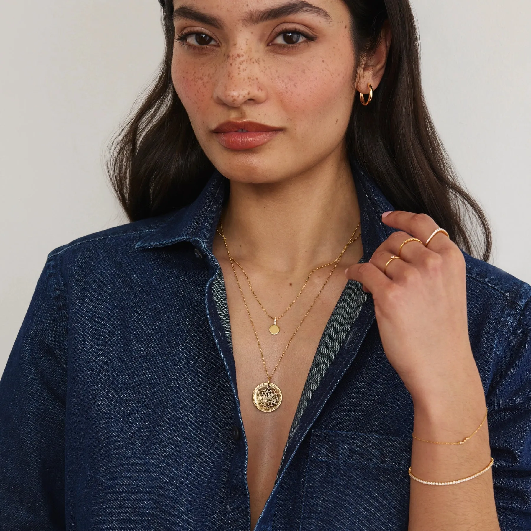 Gold Large Personalised Calendar Rope Disc Necklace sold by Lily & Roo product image thumbnail 4