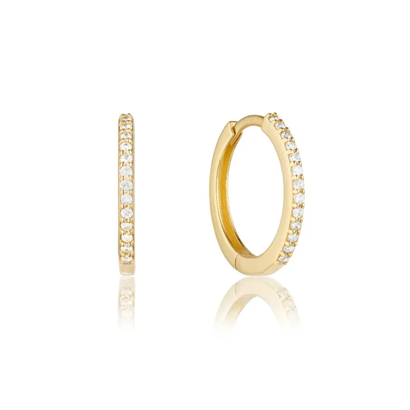 Gold Diamond Style Slim Medium Huggie Hoop Earrings made by Lily & Roo