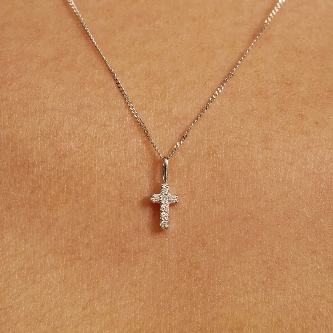 Silver Diamond Style Tiny Cross Necklace sold by Lily & Roo product image thumbnail 2