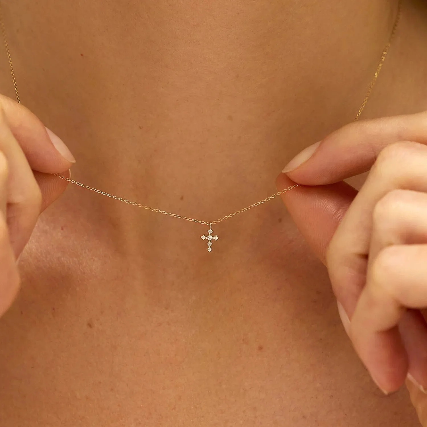 Silver Brilliant Diamond Style Tiny Cross Necklace sold by Lily & Roo product image thumbnail 2