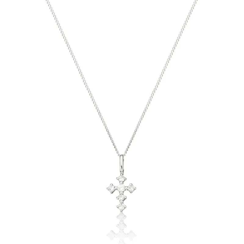 Silver Brilliant Diamond Style Tiny Cross Necklace made by Lily & Roo