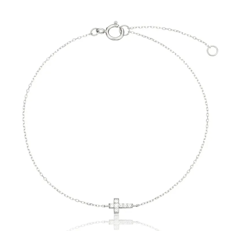 Silver Diamond Style Tiny Cross Bracelet made by Lily & Roo