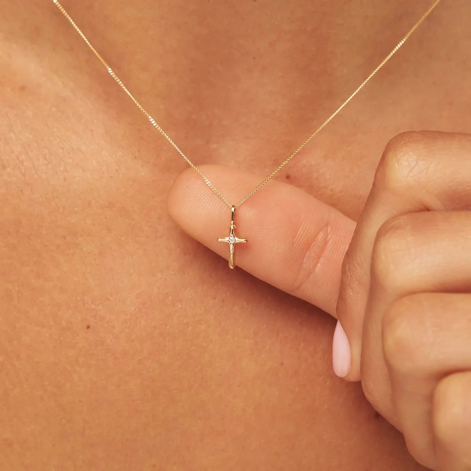 Silver Individual Single Diamond Style Tiny Cross Charm sold by Lily & Roo product image thumbnail 2