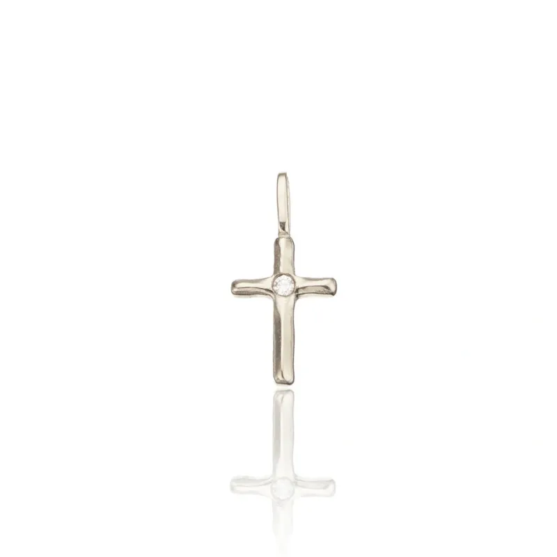Silver Individual Single Diamond Style Tiny Cross Charm made by Lily & Roo