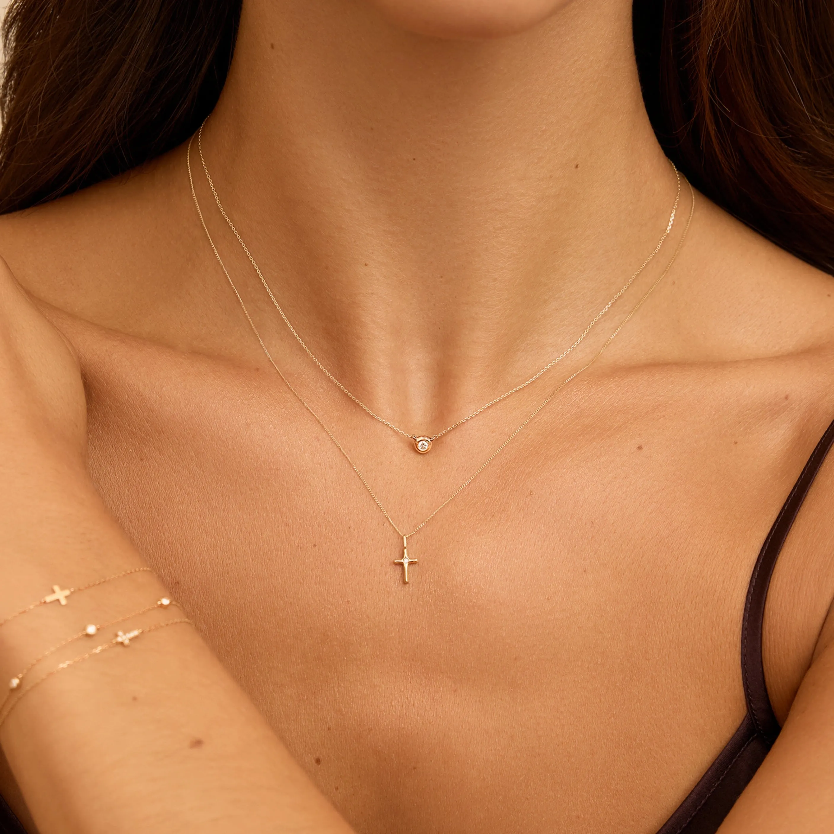 Silver Individual Single Diamond Style Tiny Cross Charm sold by Lily & Roo product image thumbnail 3
