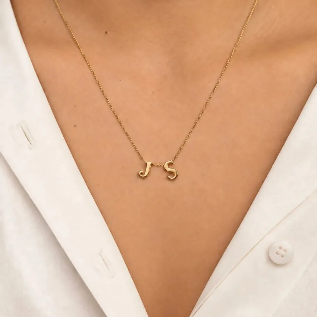 Gold Thread-Through Initial Letter Necklace sold by Lily & Roo product image thumbnail 2