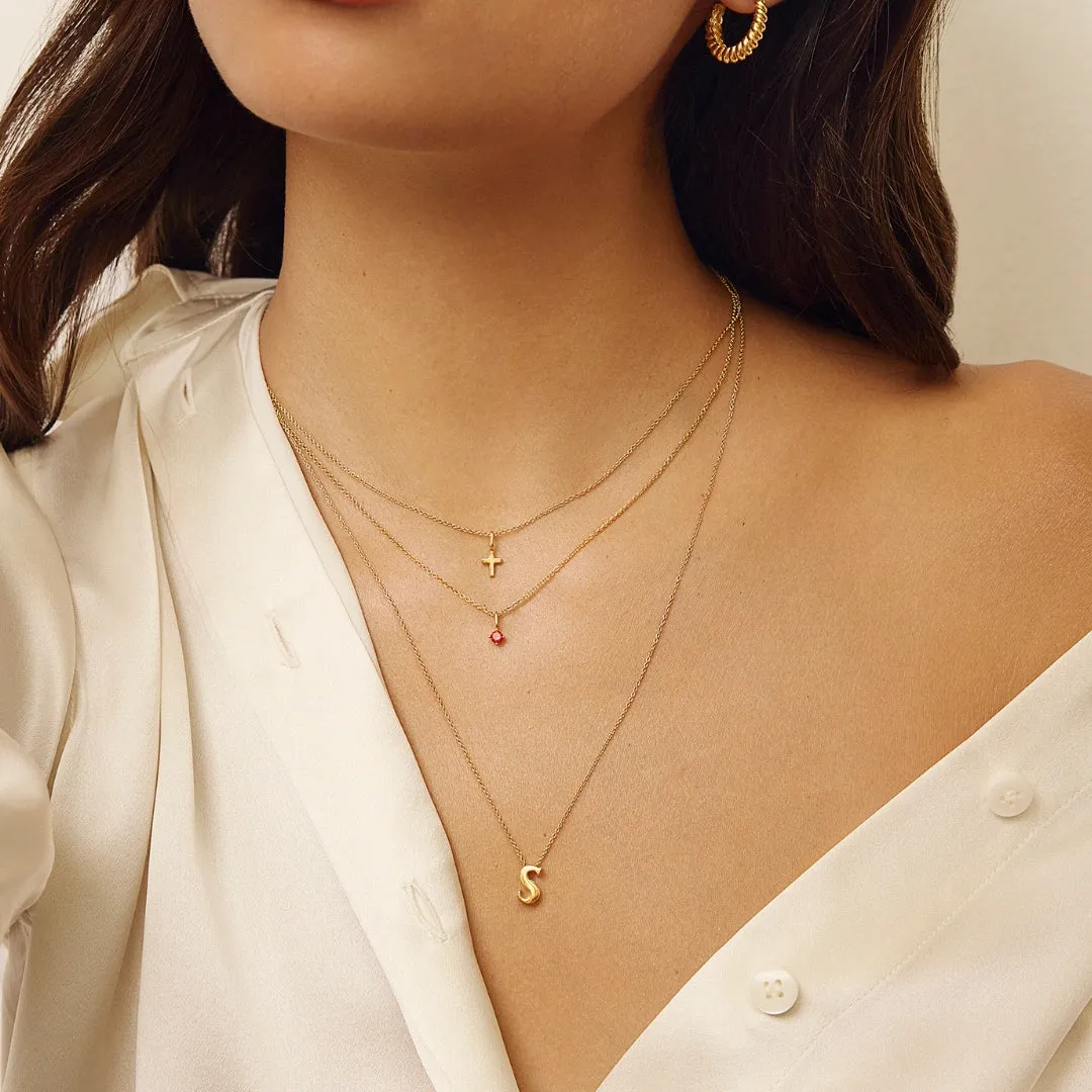 Gold Thread-Through Initial Letter Necklace sold by Lily & Roo product image thumbnail 4