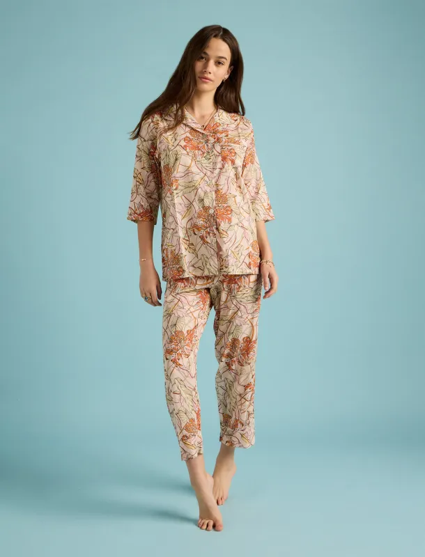Karen Walker Lilies Crop PJ Set made by Papinelle