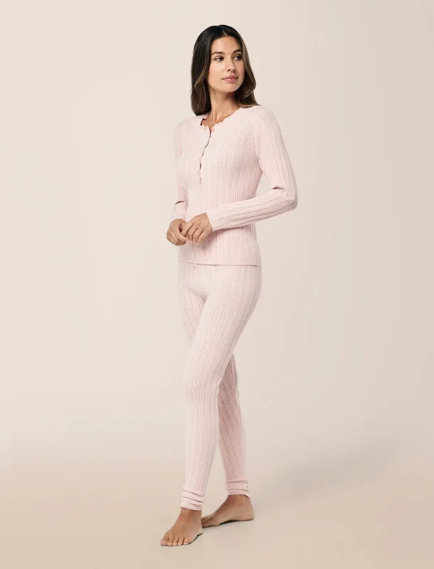 Cable Pointelle Full Length PJ Set made by Papinelle