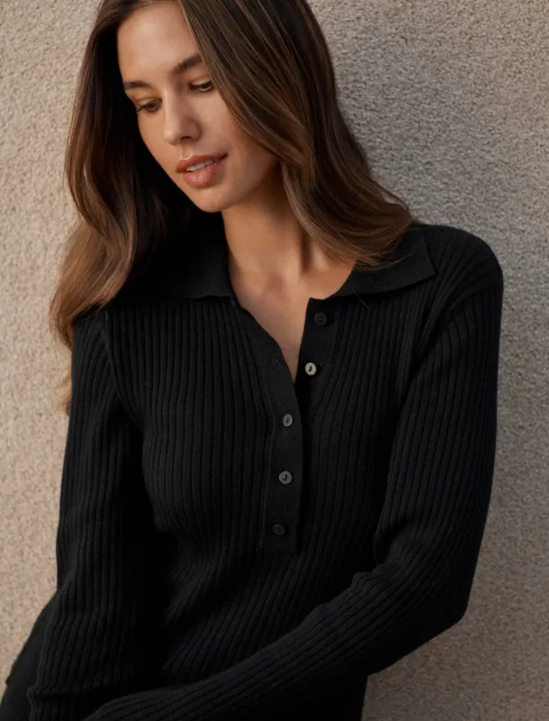 Colette Cosy Cotton Silk Rib Long Sleeve Top made by Papinelle