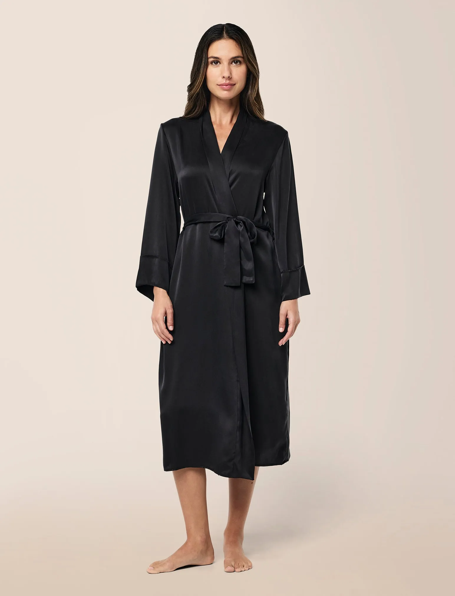Audrey Washable Silk Long Robe sold by Papinelle